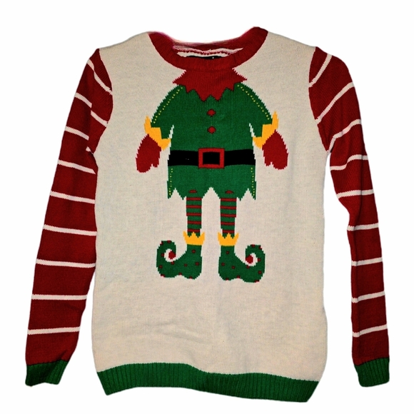 Ugly Christmas Sweater "Elf Yourself" Elf Body Heavyweight Unisex Sweater Small - Picture 2 of 9